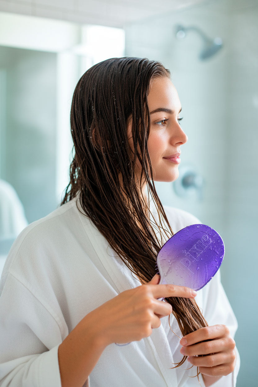 Pixie Pop Premium Detangling Brush - Metallic Silver & Purple