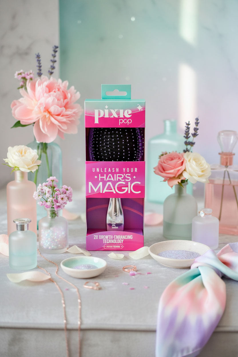 Pixie Pop Premium Detangling Brush - Metallic Silver & Purple