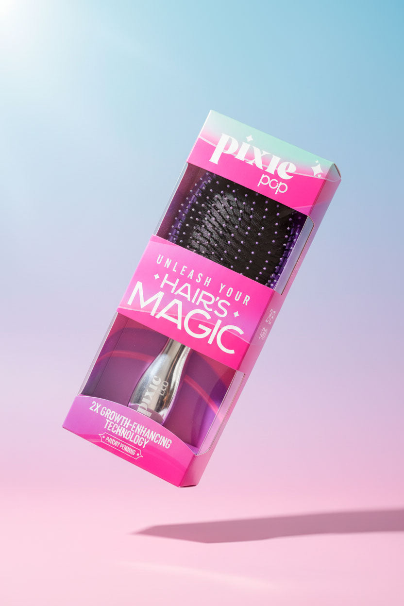Pixie Pop Premium Detangling Brush - Metallic Silver & Purple