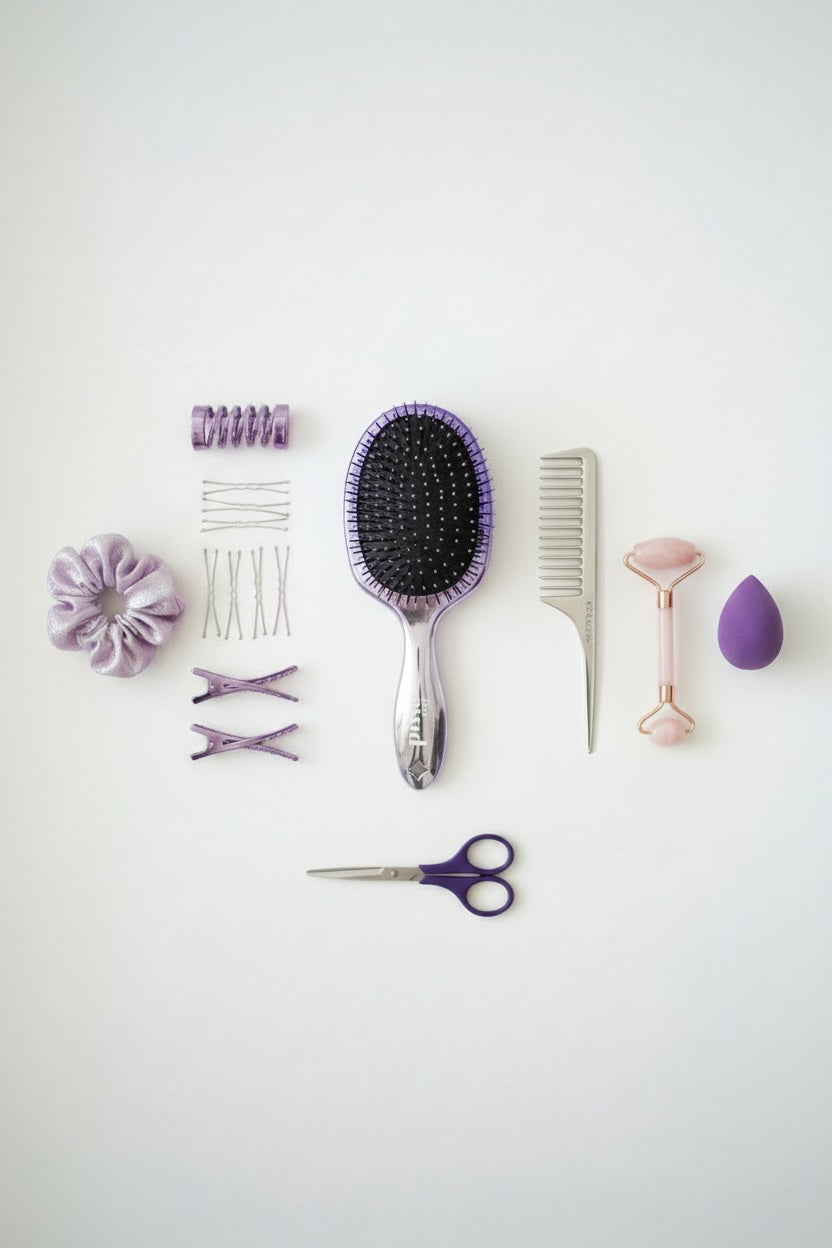 Pixie Pop Premium Detangling Brush - Metallic Silver & Purple