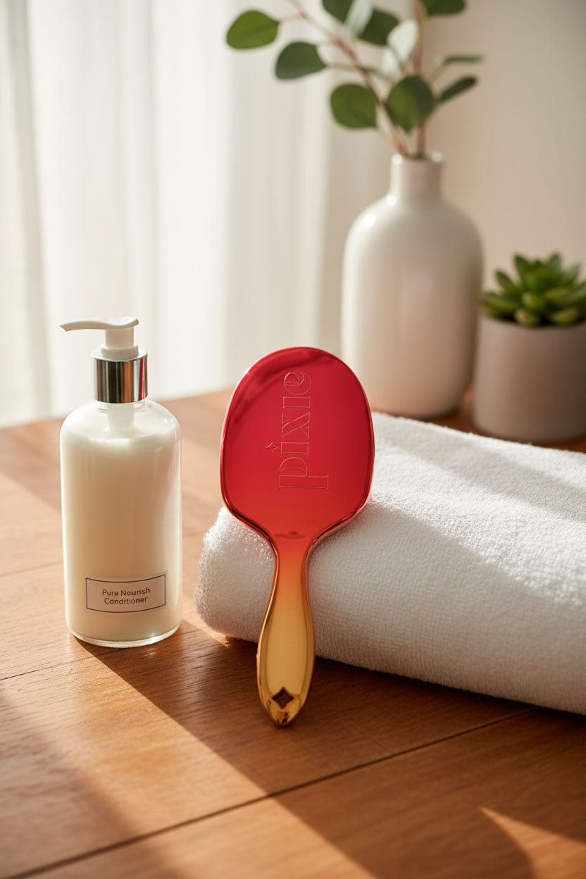 Pixie Pop Premium Detangling Brush - Metallic Yellow & Orange