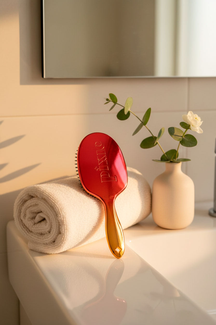 Pixie Pop Premium Detangling Brush - Metallic Yellow & Orange