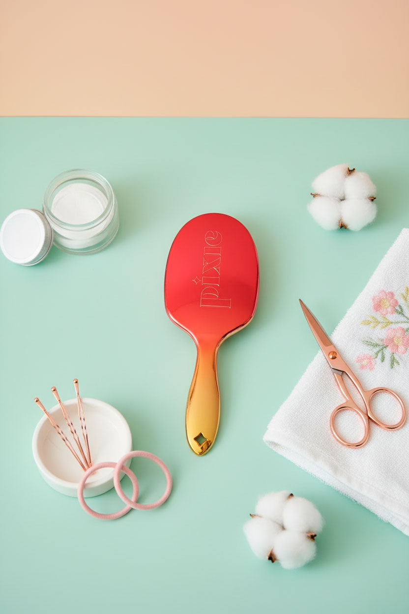 Pixie Pop Premium Detangling Brush - Metallic Yellow & Orange