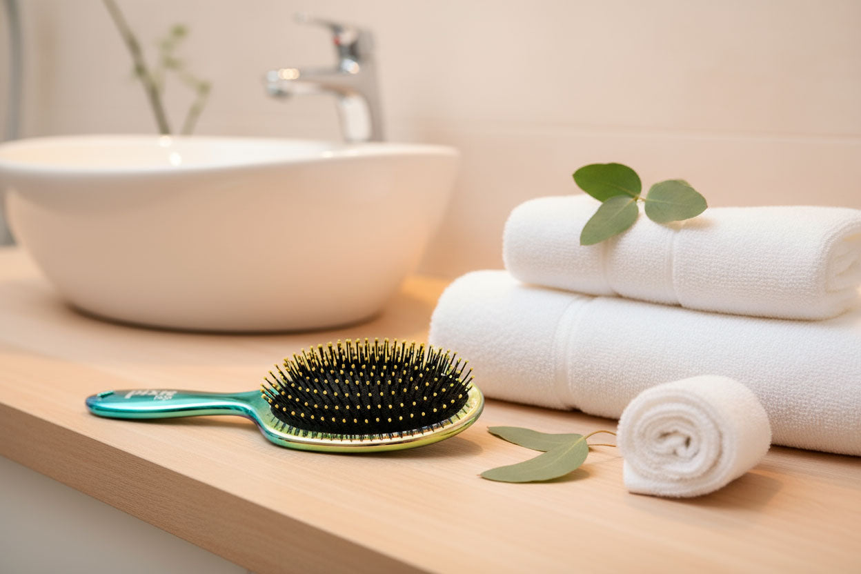 Pixie Pop Premium Detangling Brush - Metallic Yellow & Teal