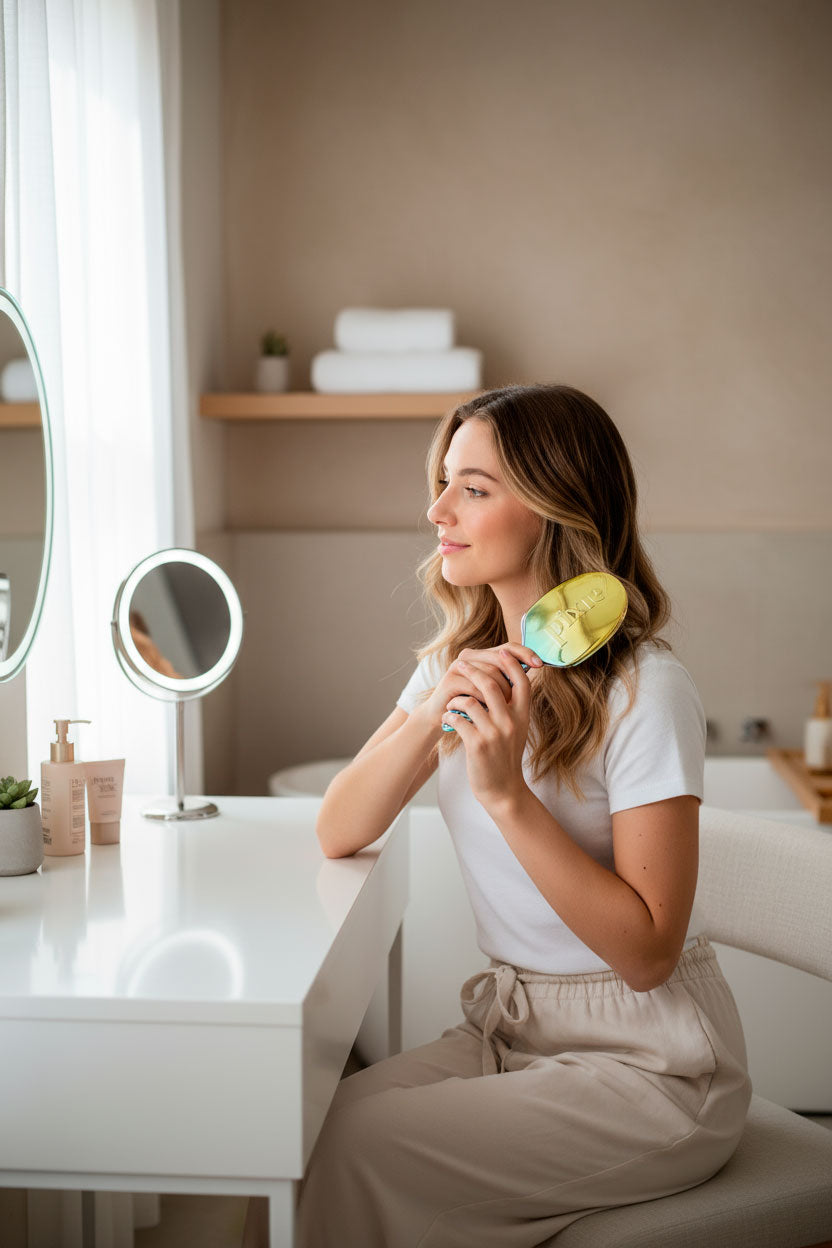 Pixie Pop Premium Detangling Brush - Metallic Yellow & Teal