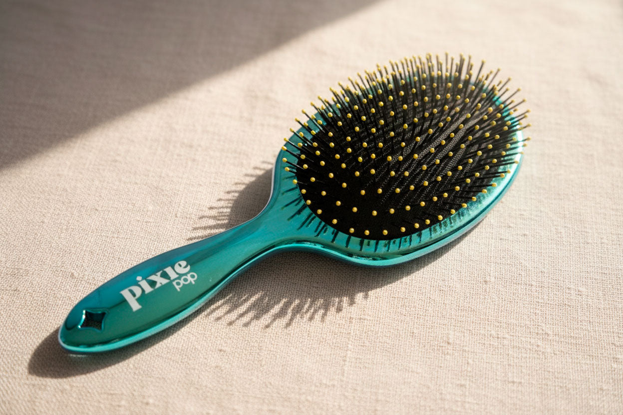 Pixie Pop Premium Detangling Brush - Metallic Yellow & Teal