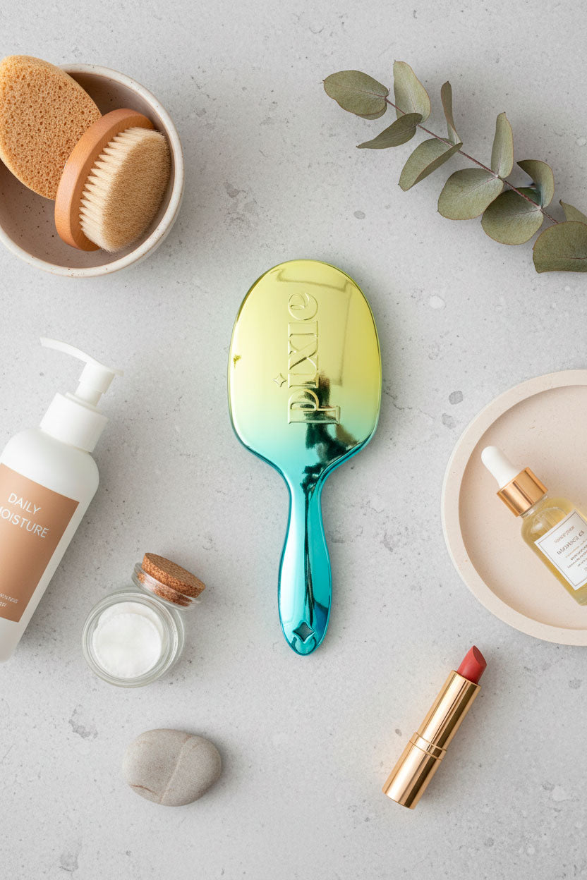 Pixie Pop Premium Detangling Brush - Metallic Yellow & Teal