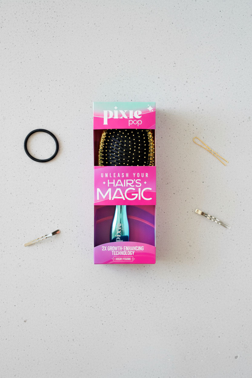 Pixie Pop Premium Detangling Brush - Metallic Yellow & Teal