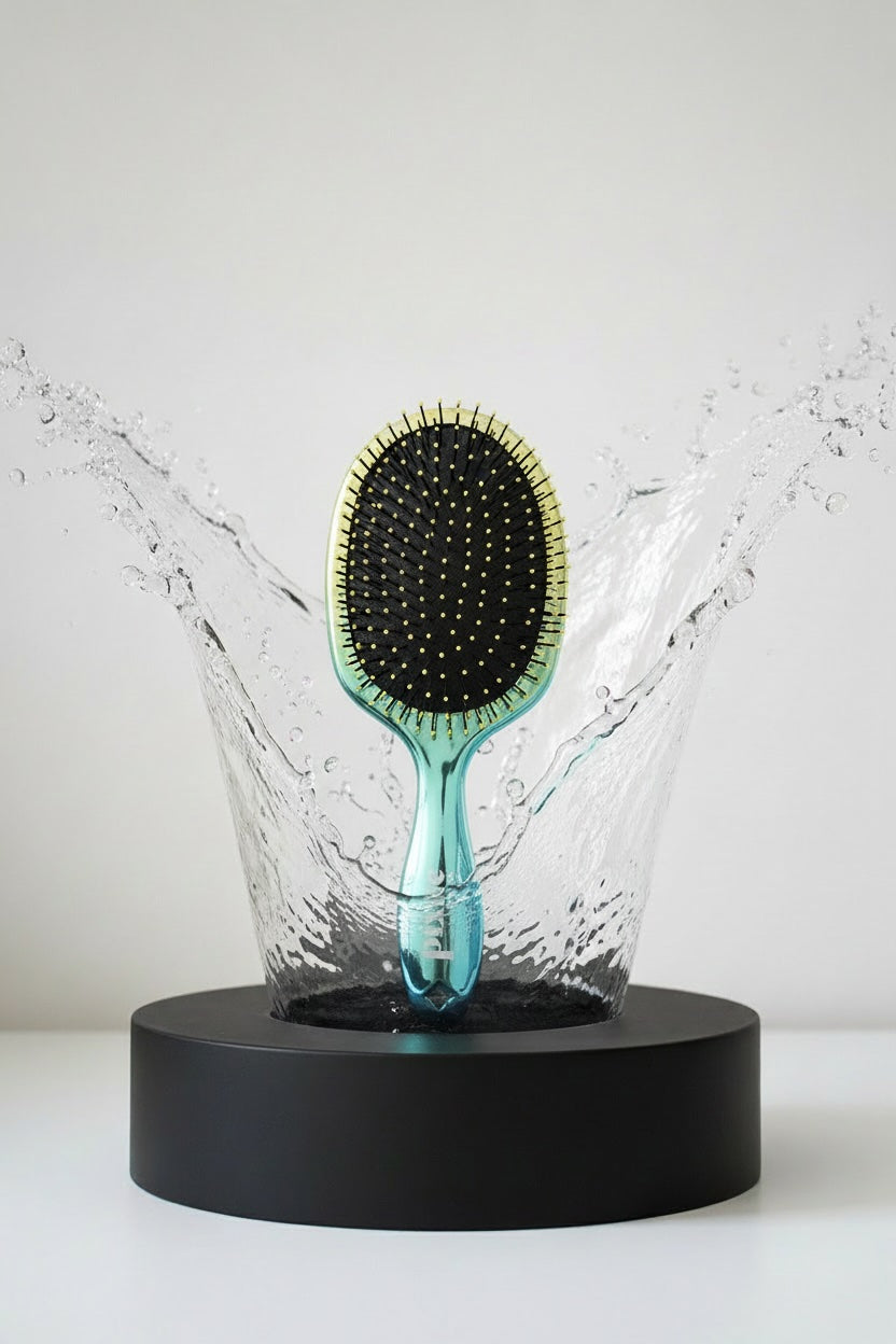 Pixie Pop Premium Detangling Brush - Metallic Yellow & Teal